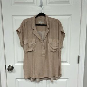 Loft short sleeve button down stripe shirt